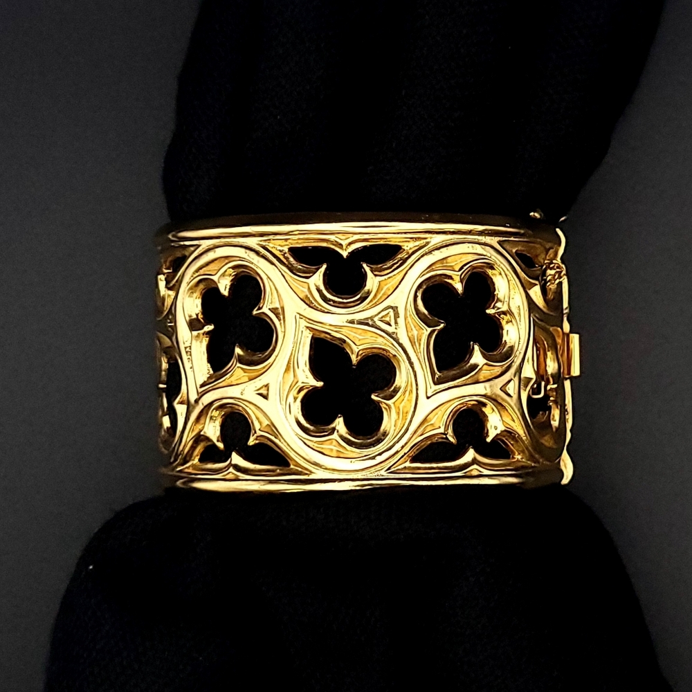 Vintage Napier Gold-Tone Gothic Openwork Cuff Bracelet